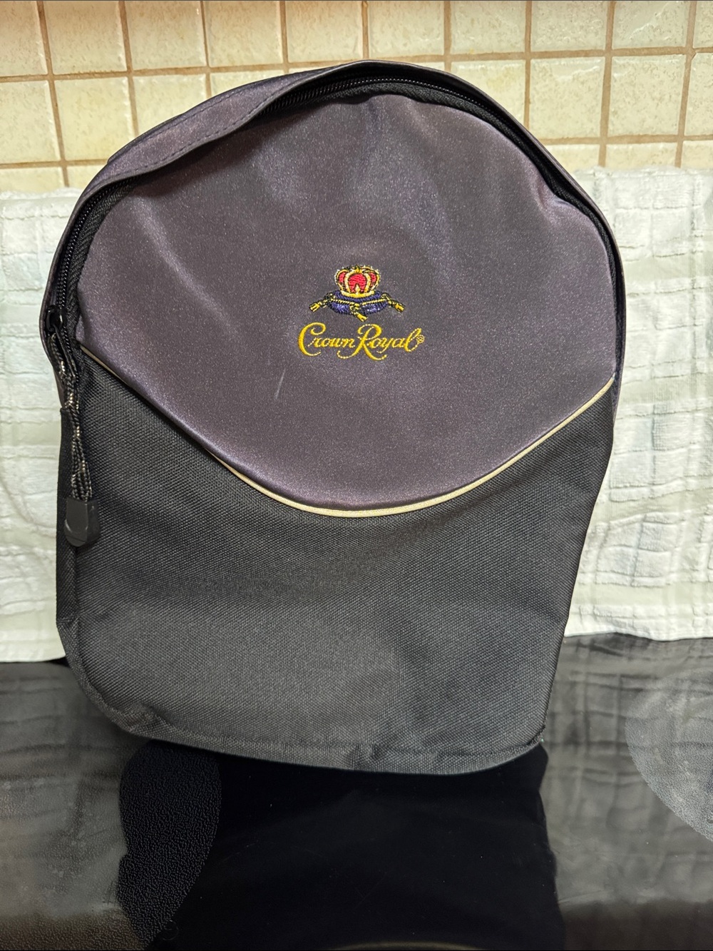 Crown Royal Two-Tone Black & Purple Men's 3 Large Pocket Bag w/Shoulder Strap